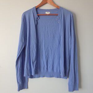 J Crew 100% Cotton Periwinkle Cardigan Sweater XL